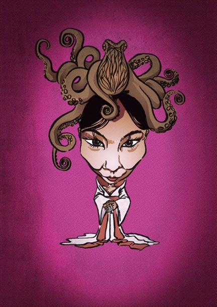 Karikatur von Björk – Mother Oceania