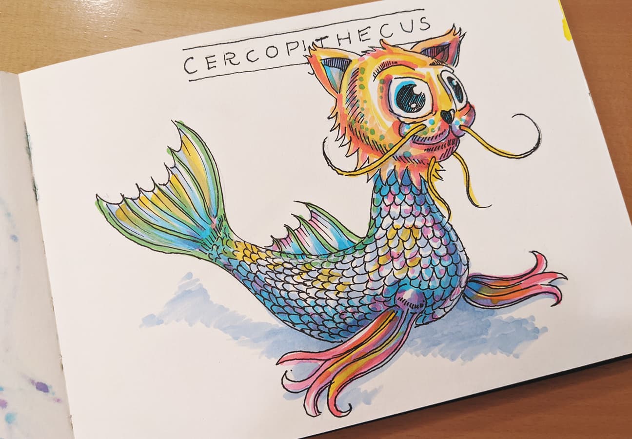 #14 Cercopithecus, Meerkatze, kathisart style takeover, coronadoodles @indigraphpen, @stylefile_marker, coronadoodles to be continued